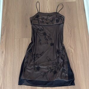 Vintage 90s Nina Austin Sheer Lined Beaded Dress